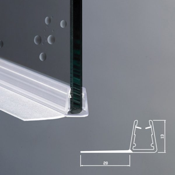 Guarnizione box doccia profilo ricambio trasparente pvc h.2 mt vetro 6-8 mm 